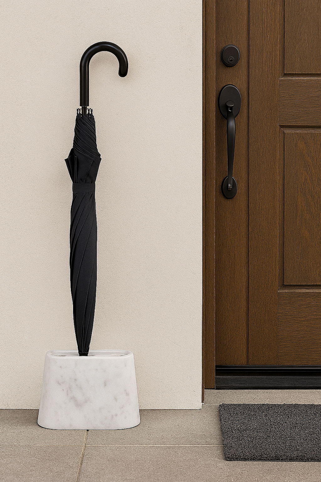 Handcrafted White Marble Umbrella Holder Stand — Modern Entryway Decor, Luxury Home Accessory