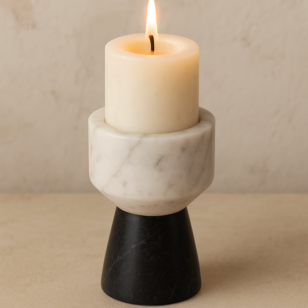 Elegant Marble Candle Holder - 5 Inches | Timeless Home Decor