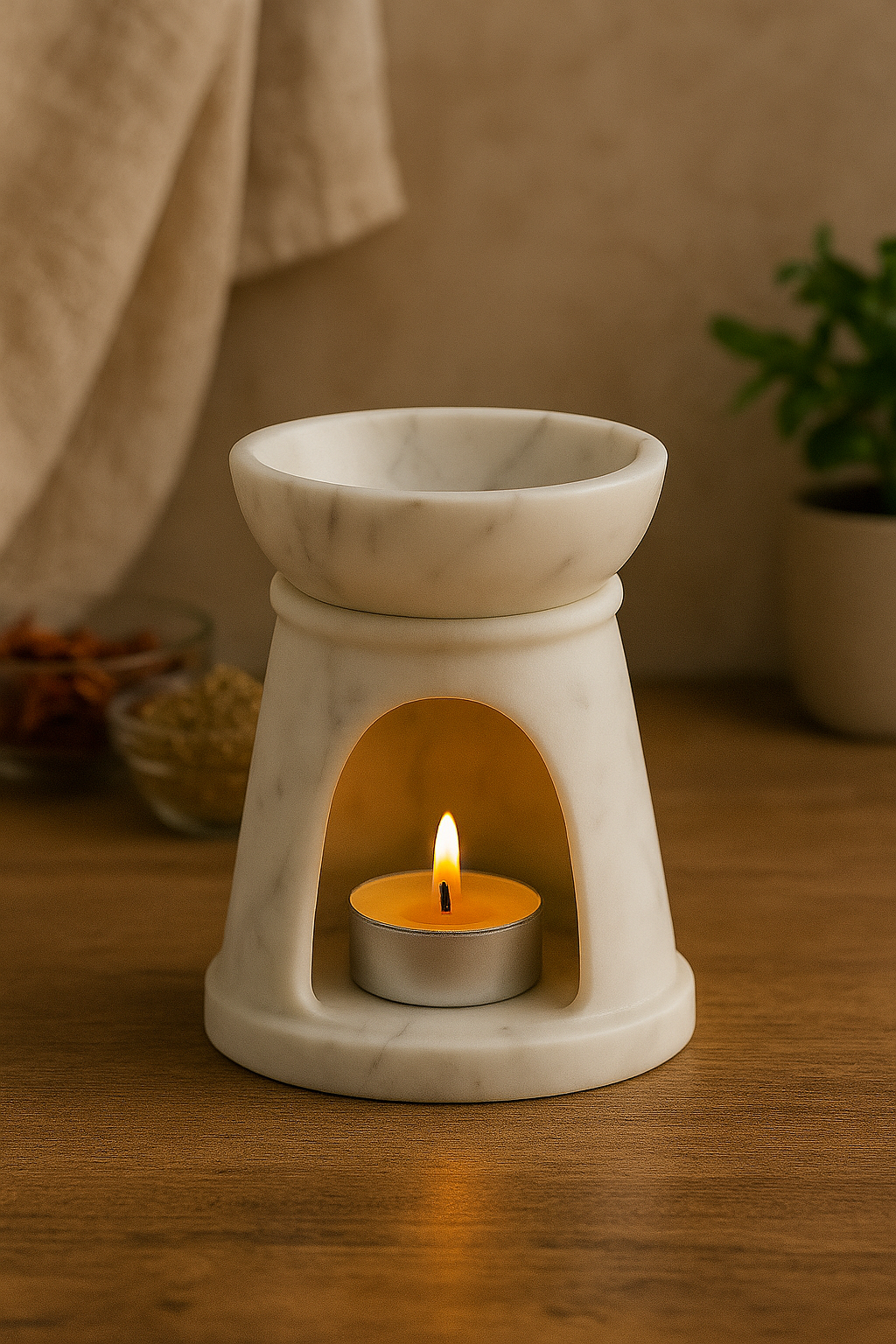 Handcrafted Marble Aroma Lamp - Elegant Home Decor & Aromatherapy