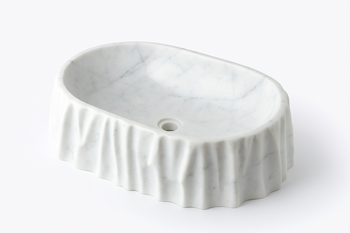 Luxury Vietnam White Marble Oval Wash Basin – 24" x 16" x 8", Designer Handcrafted Sink