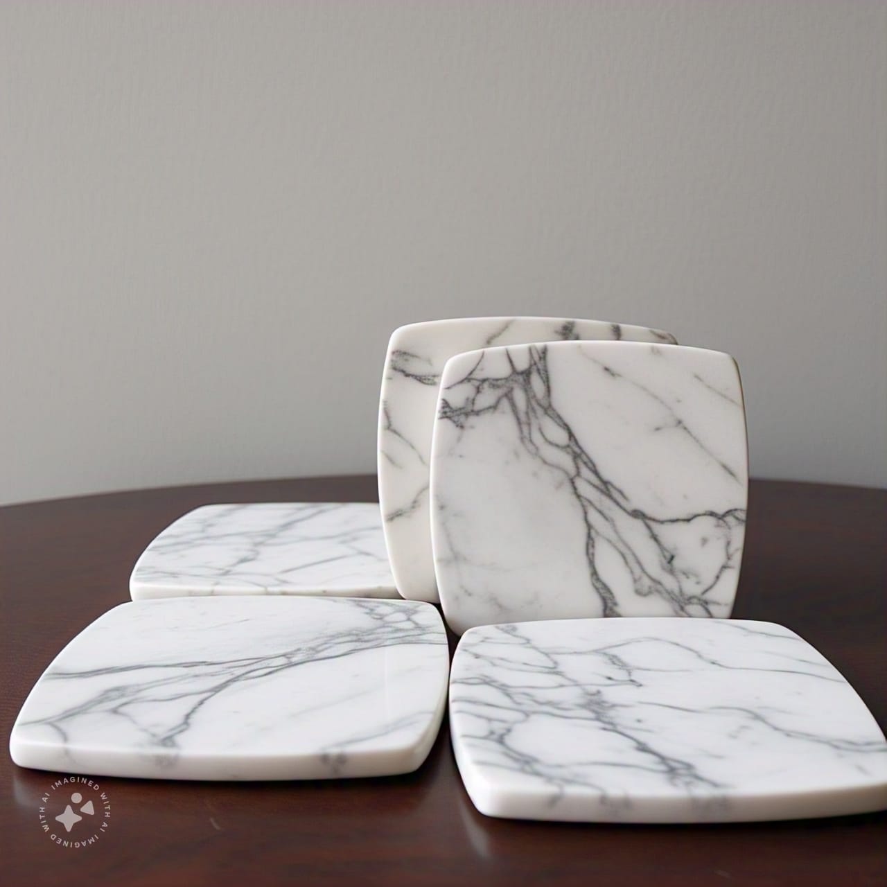 Italian Marble textured White Coaster Set of 5