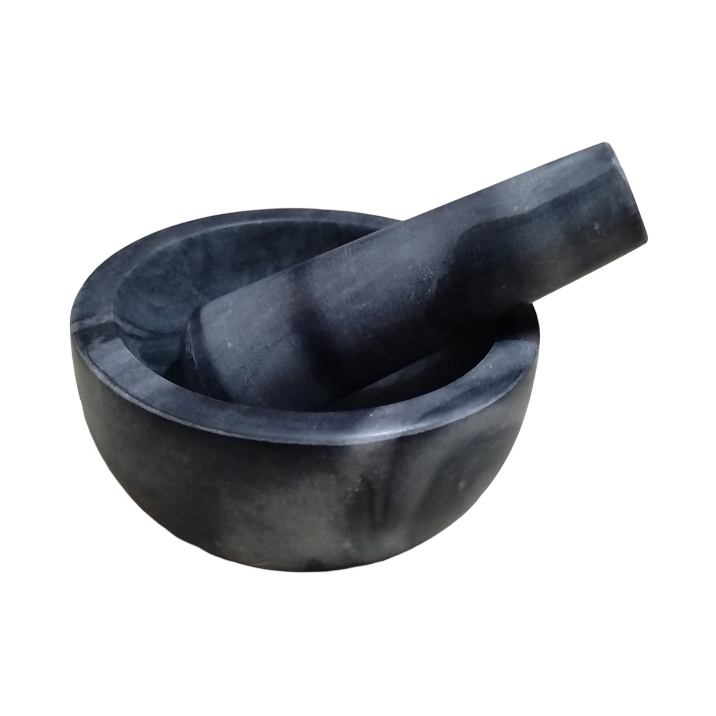Grey Marble Mortar & Pestle Set – Handcrafted- 4"