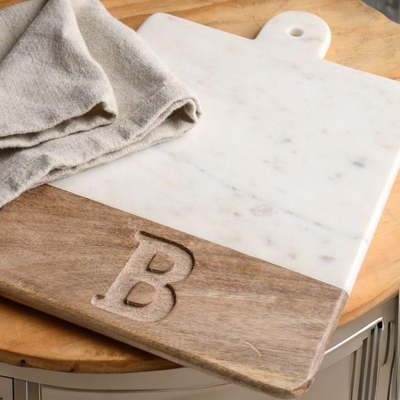 Personalized Marble and Wood Chopping Board