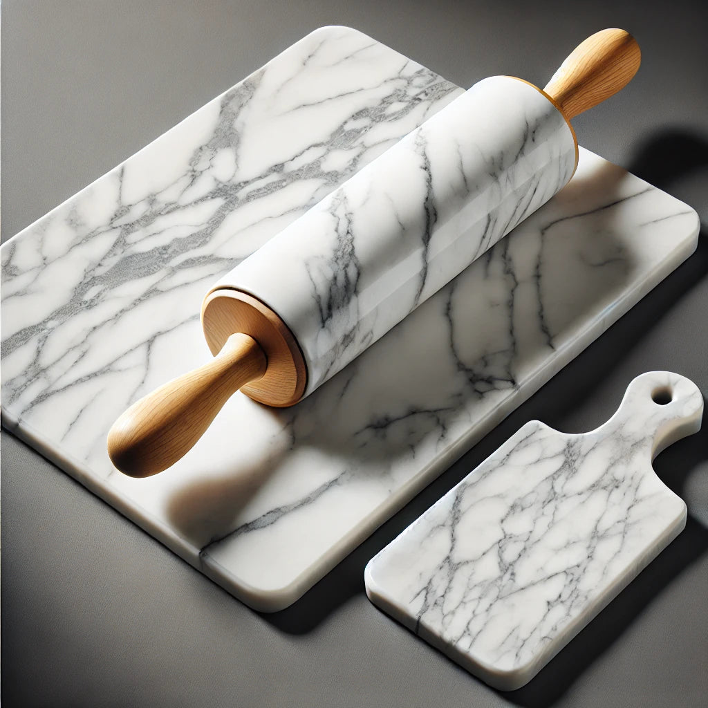 Marble Rolling Pin and Board Set – 8-Inch Pin & 10-Inch Board