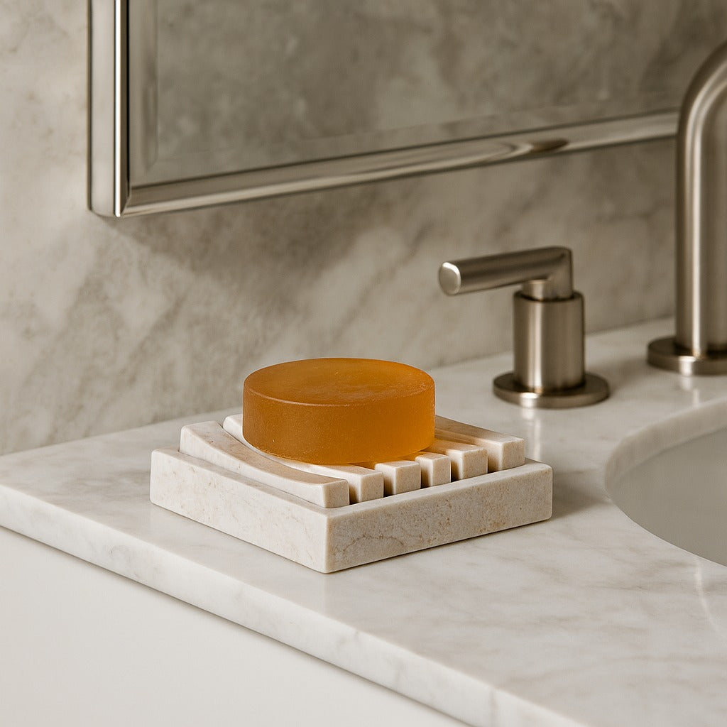 Handcrafted Marble Soap Holder Tray — Modern Bathroom Accessory | Premium Spa Decor