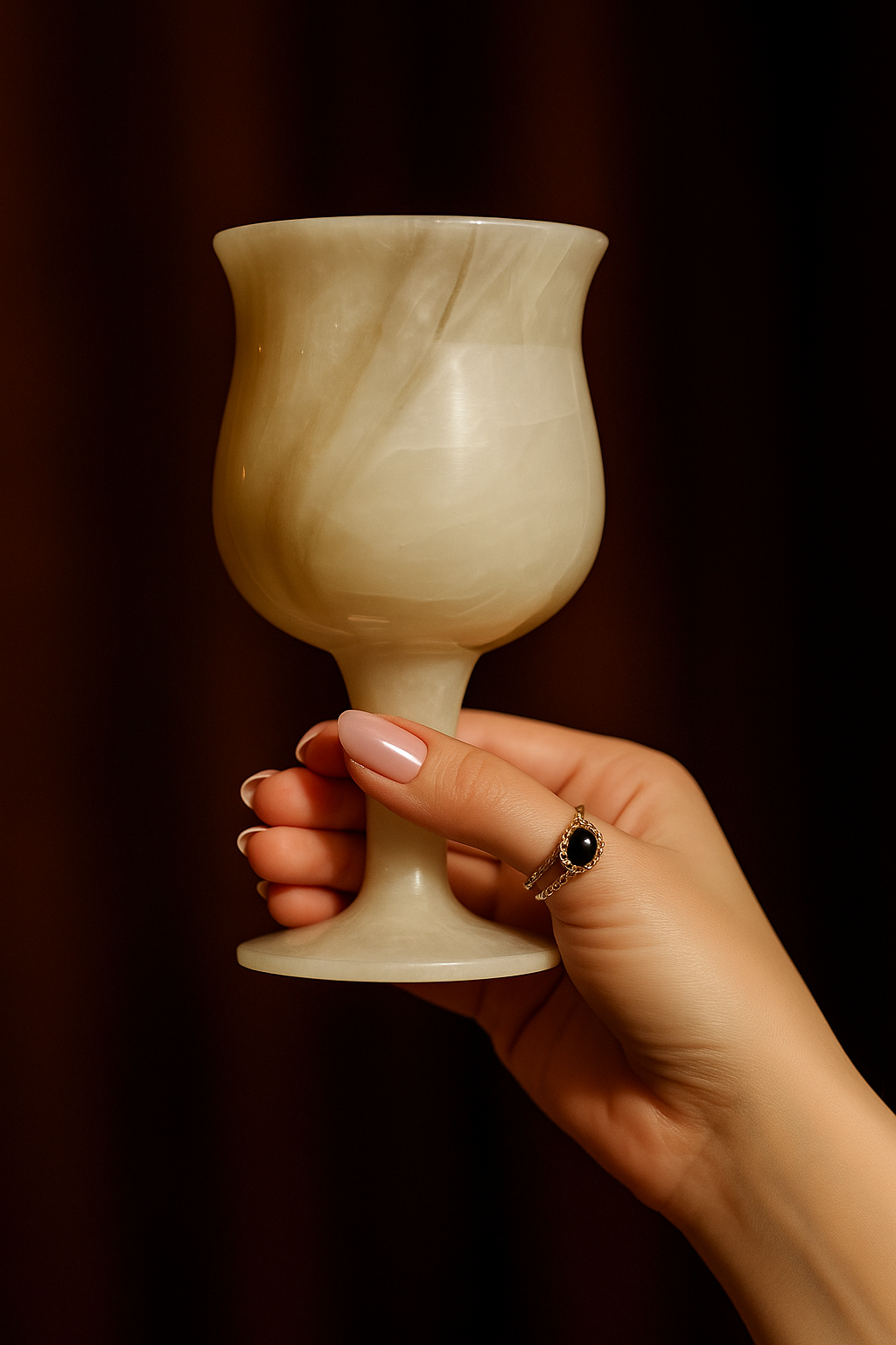 Handcrafted Alabaster Marble Wine Glass – 6 Inch Natural Stone Goblet for Dining & Decor | Elegant Barware by ShilpAkriti Decor