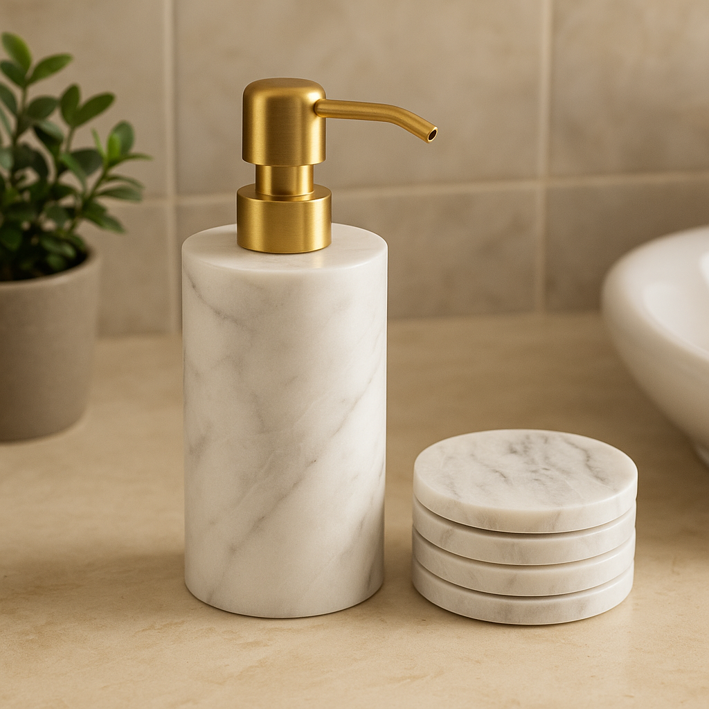Elegant Marble Soap Dispenser with Brass Pump