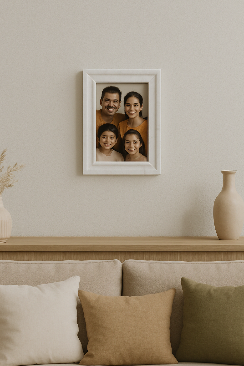 Premium White Marble Photo Frame 6x8 Inch – Elegant Wall Hanging Family Picture Frame for Living Room Décor