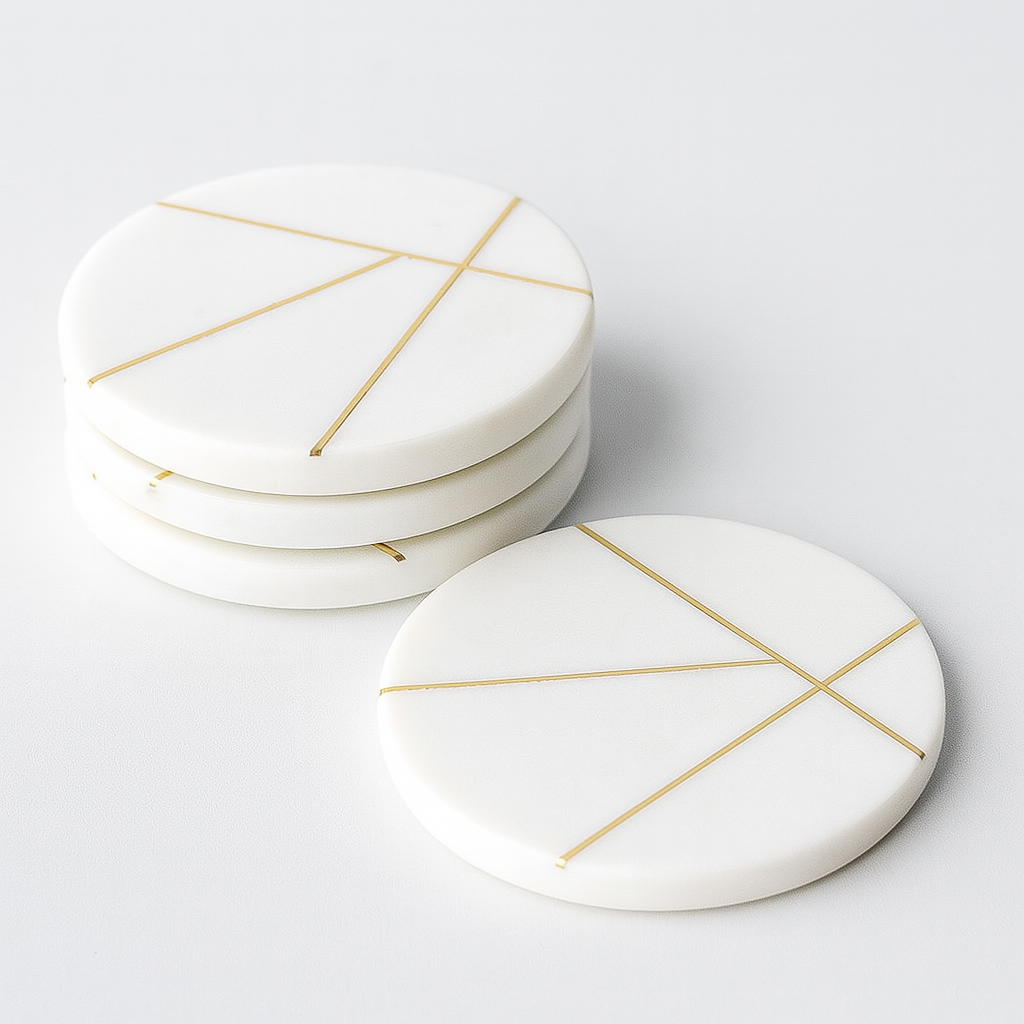 Marble Coasters set of 4 with brass lining