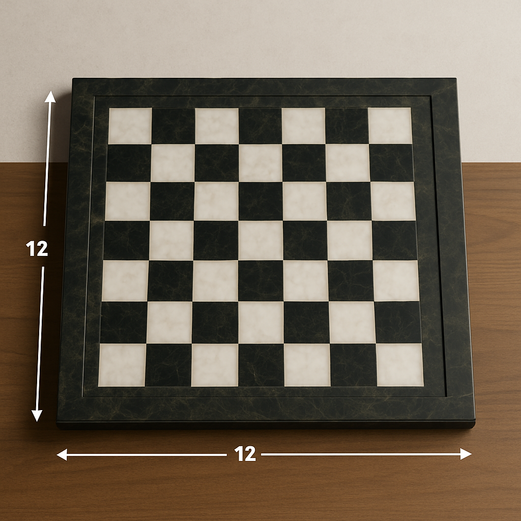 Handcrafted 12"x12" Marble Chess Board – Black & White Stone Game Set for Home Decor