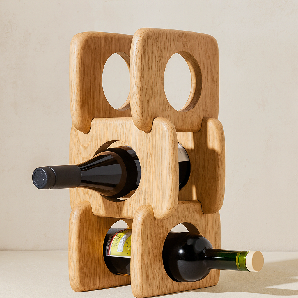 Handcrafted Wooden Wine Rack – 6 Bottle Holder