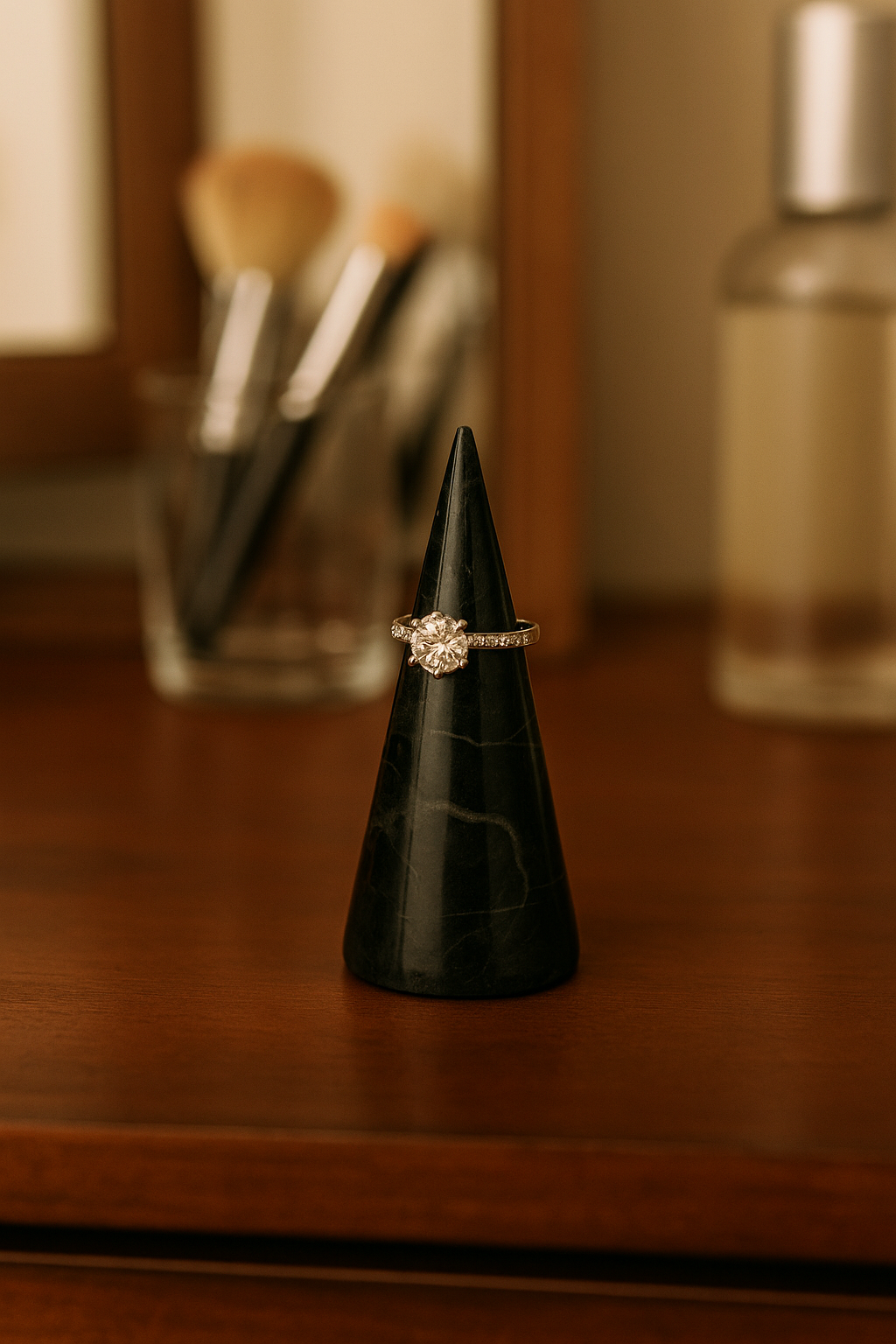 Marble Ring Holder – Cone-Shaped Jewelry Display Stand for Dressing Table & Gift Boxed