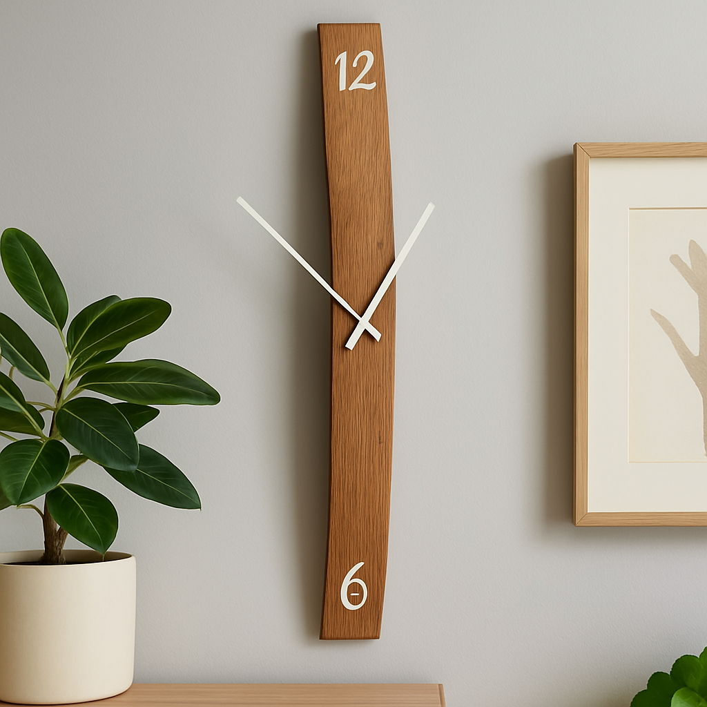 Minimalist Wooden Wall Clock | Handcrafted Vertical Rustic Timepiece for Modern Homes