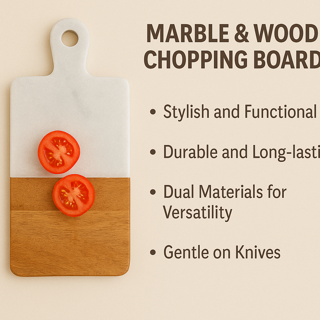 Premium Marble & Wood Chopping Board – Elegant & Durable Kitchen Essential