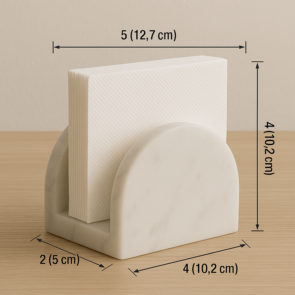 Handcrafted White Marble Napkin Holder | Luxury Stone Table Decor | Modern Minimalist Home Gift