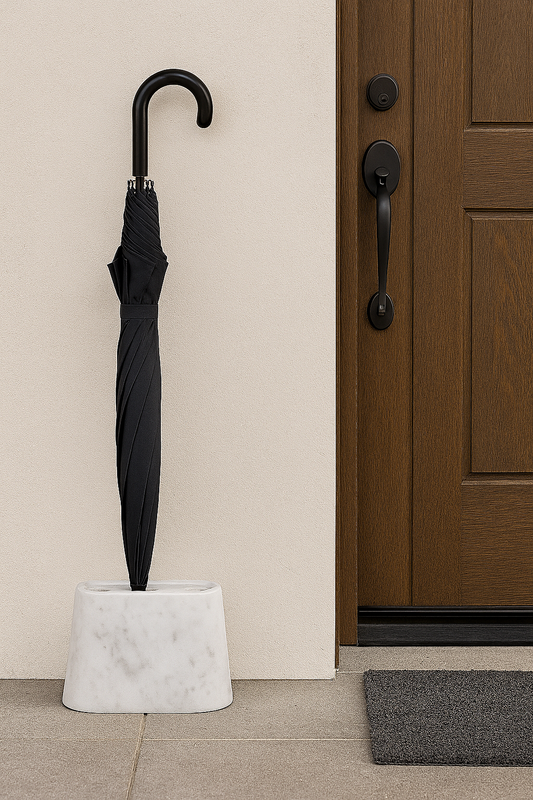 Handcrafted White Marble Umbrella Holder Stand — Modern Entryway Decor, Luxury Home Accessory