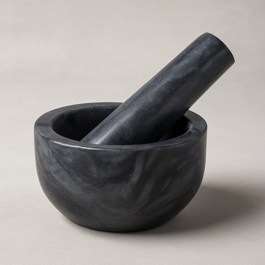 Grey Marble Mortar & Pestle Set – Handcrafted- 4"