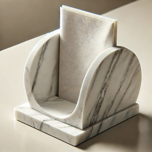 Modern Semi-Circular Marble Napkin Holder – Sleek and Stylish Design