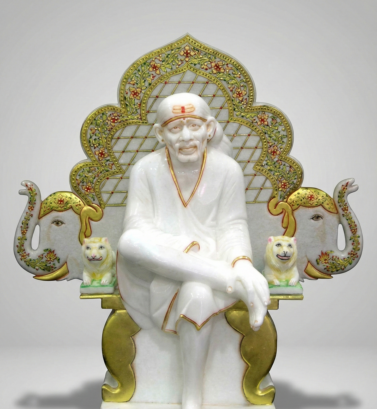 Handcrafted White Makrana Marble Sai Baba Statue for Home Temple | Spiritual Decor | Meditation Altar | Indian God Sculpture