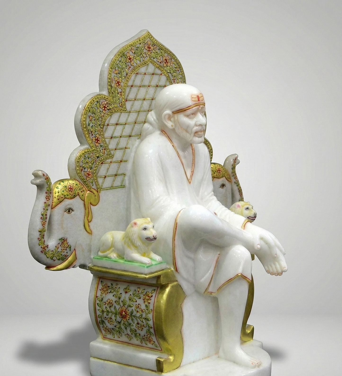 Handcrafted White Makrana Marble Sai Baba Statue for Home Temple | Spiritual Decor | Meditation Altar | Indian God Sculpture