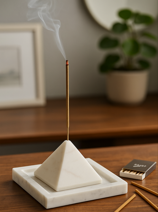 Pyramid Marble Incense Stick Holder-Temple