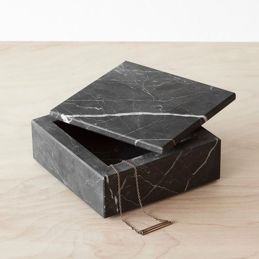 Premium Black Marble Jewelry Box with Sleek Design – Elegant Storage Solution
