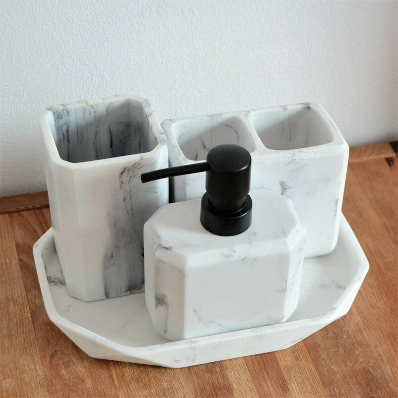 White Makrana Marble Bathroom Set