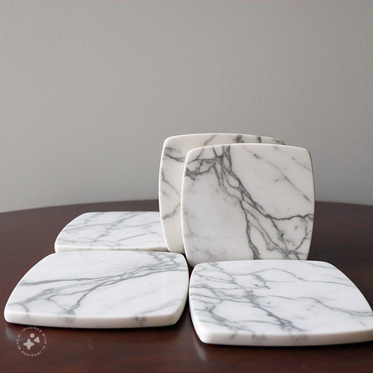 Italian Marble textured White Coaster Set of 5