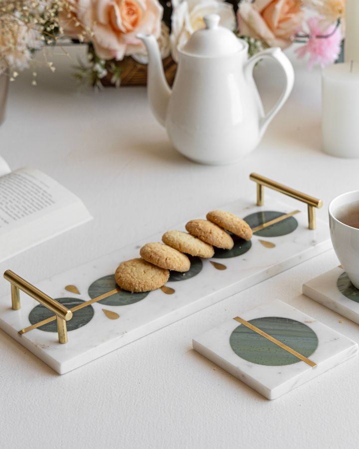 Tray & Coasters- Green- ShilpAkriti Decor
