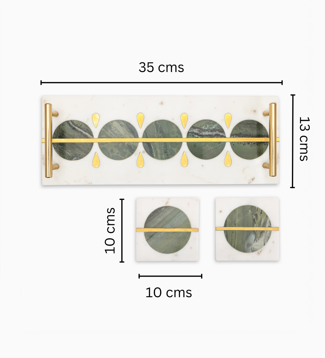 Tray & Coasters- Green- ShilpAkriti Decor