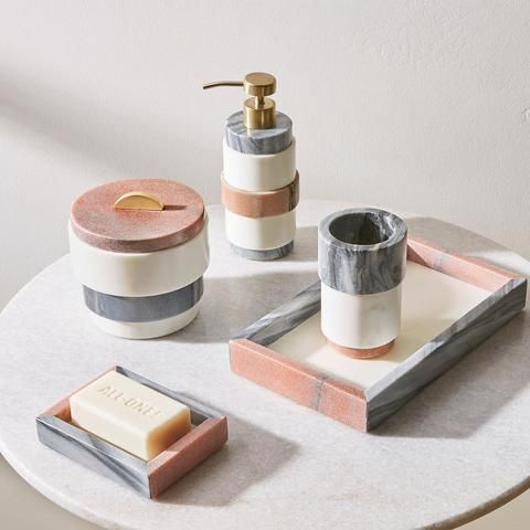 Elegant Marble Bathroom Accessories Set