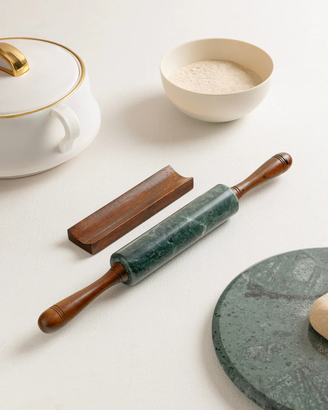 Marble Rolling Pin With Marble Chakla