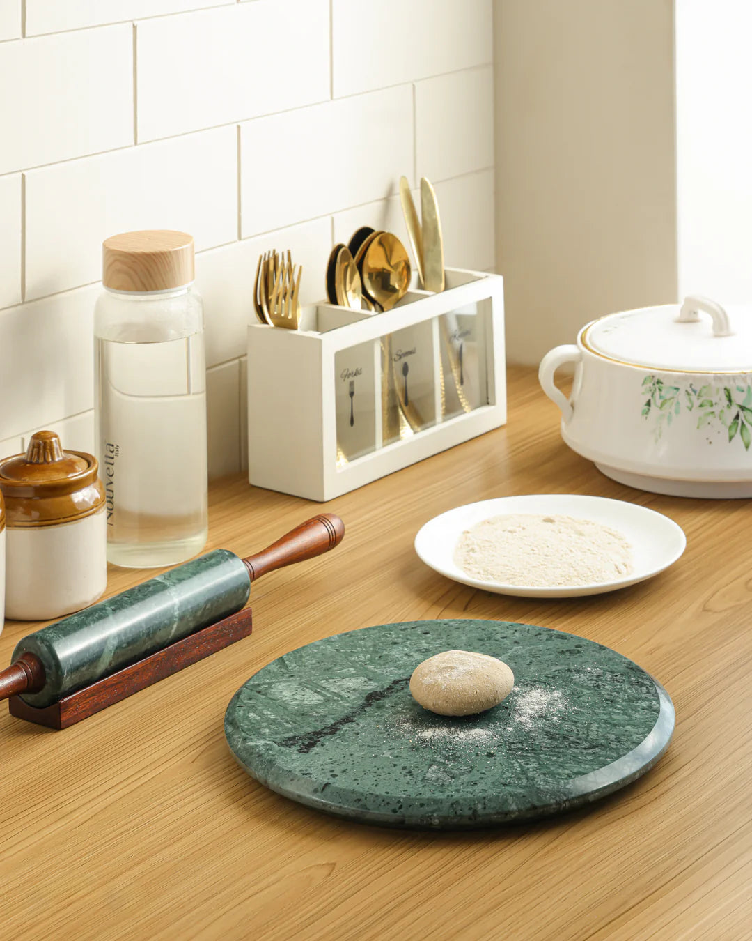 Marble Rolling Pin With Marble Chakla