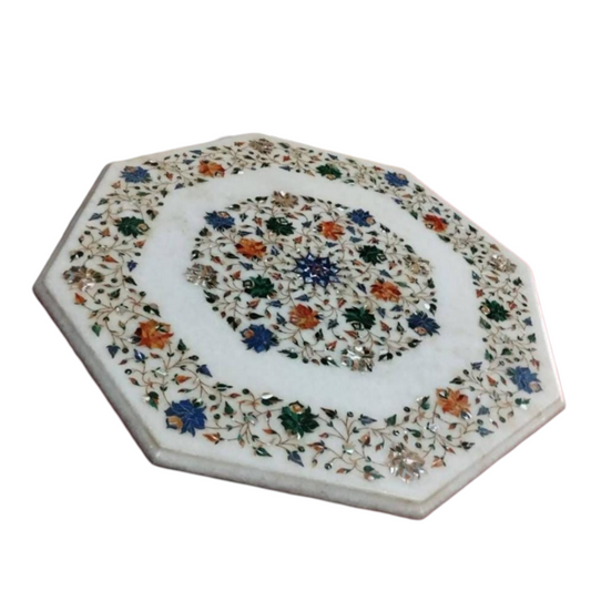 Exquisite Makrana Marble Table Top with Intricate Inlay | Timeless Craftsmanship