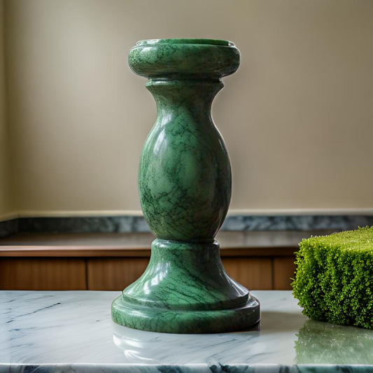 Elegant Green Marble Candle Holder - 5 Inches | Timeless Home Decor