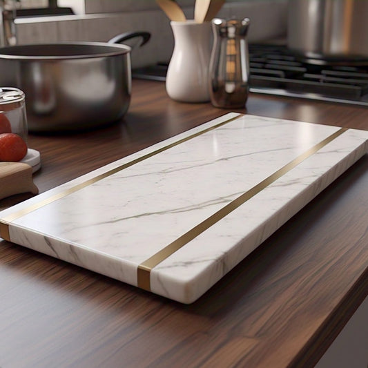 Marble Chopping Board with Brass Strips