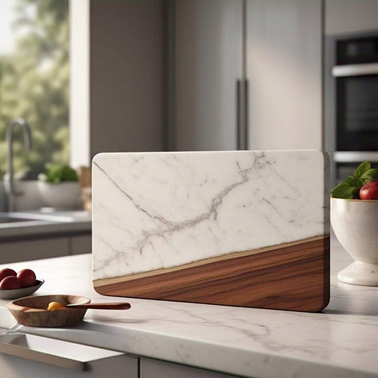 Elegant Marble and Wood Chopping Board