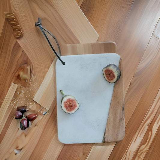 Marble and Wood Chopping Board with Rope Loop