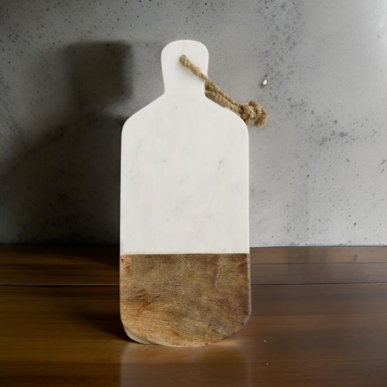 Marble and Wood Chopping Board with Rope Loop