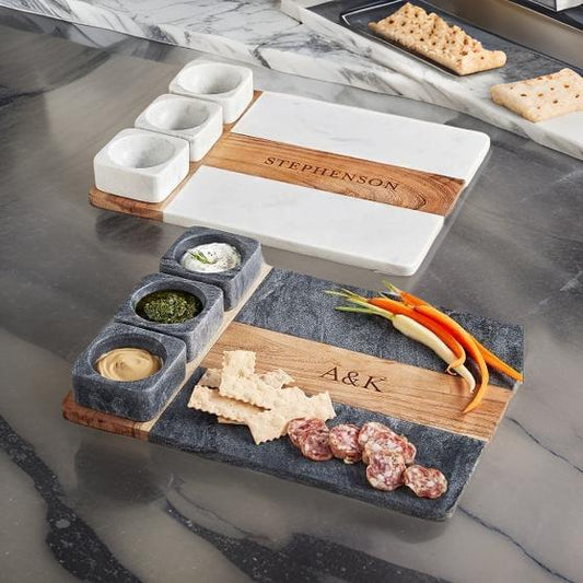Personalized Marble Serving Tray Set
