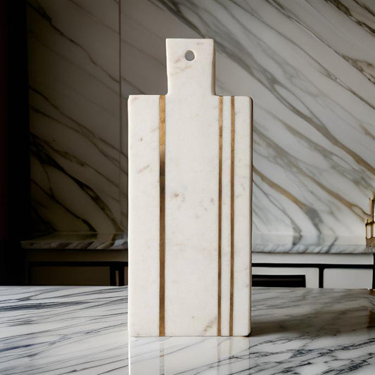Luxurious Marble Chopping Board with Brass Strips