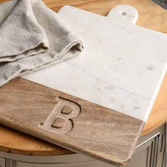 Personalized Marble and Wood Chopping Board