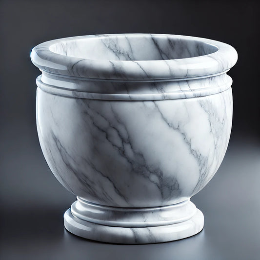 12-Inch Marble Flower Pot – Elegant Home Decor