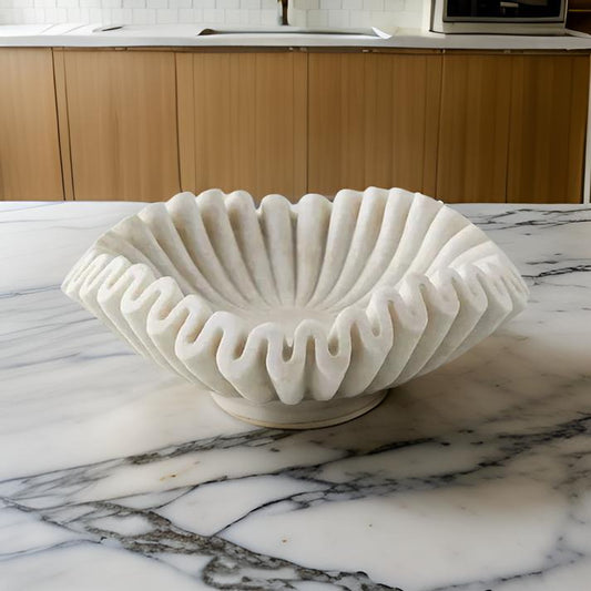 Elegant Marble Fluted Fruit Bowl | Timeless Home Decor