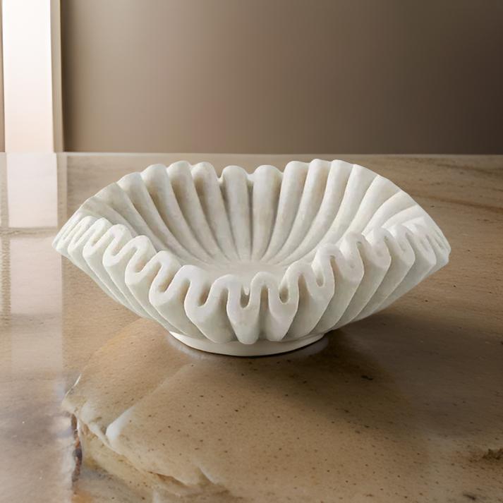 Elegant Marble Fluted Fruit Bowl | Timeless Home Decor