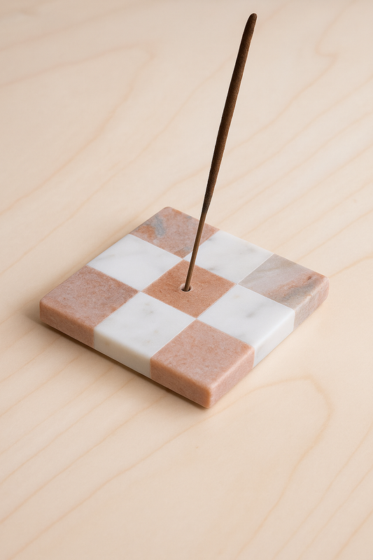 Multi-Stone Marble Checkerboard Incense Holder — Premium Handcrafted-Temple