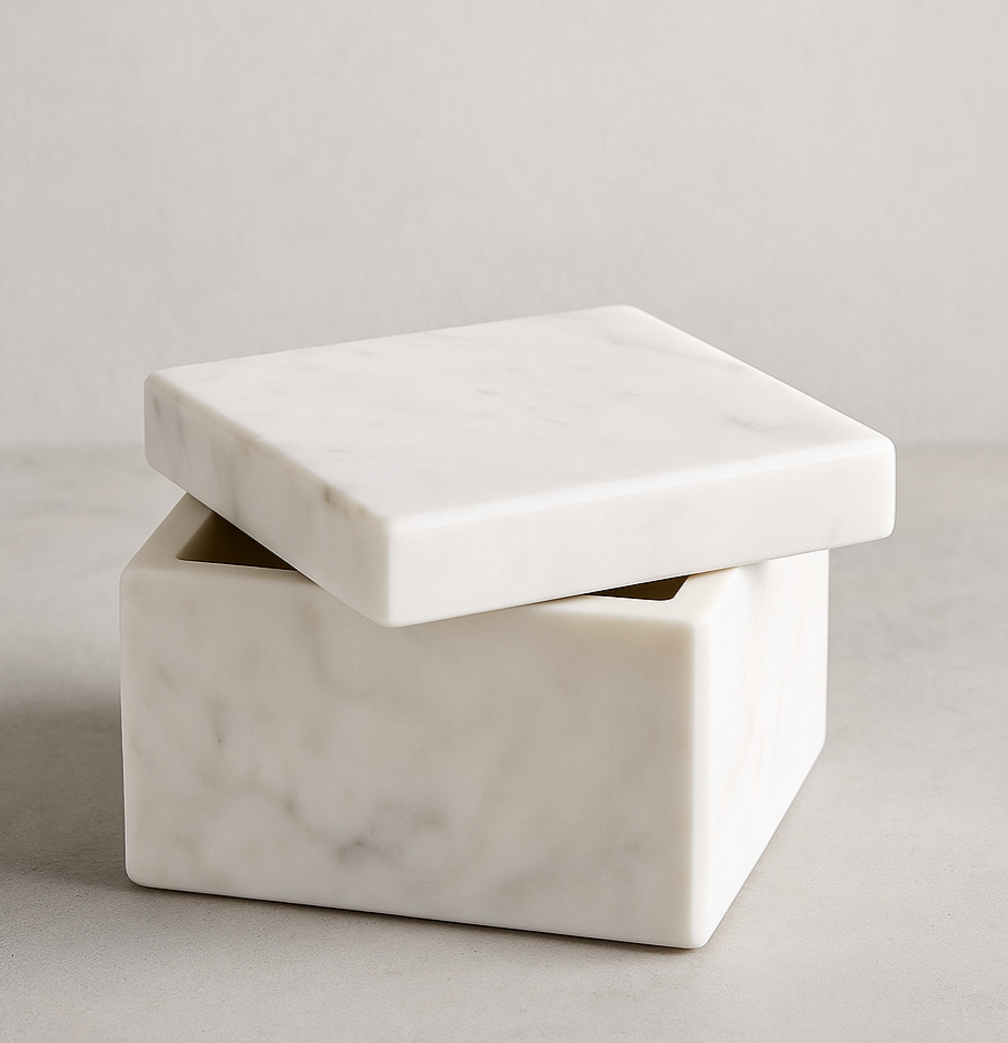 Elegant Marble Storage Box – Handcrafted Home Accessory