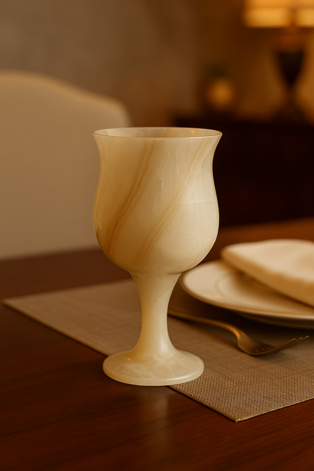 Handcrafted Alabaster Marble Wine Glass – 6 Inch Natural Stone Goblet for Dining & Decor | Elegant Barware by ShilpAkriti Decor