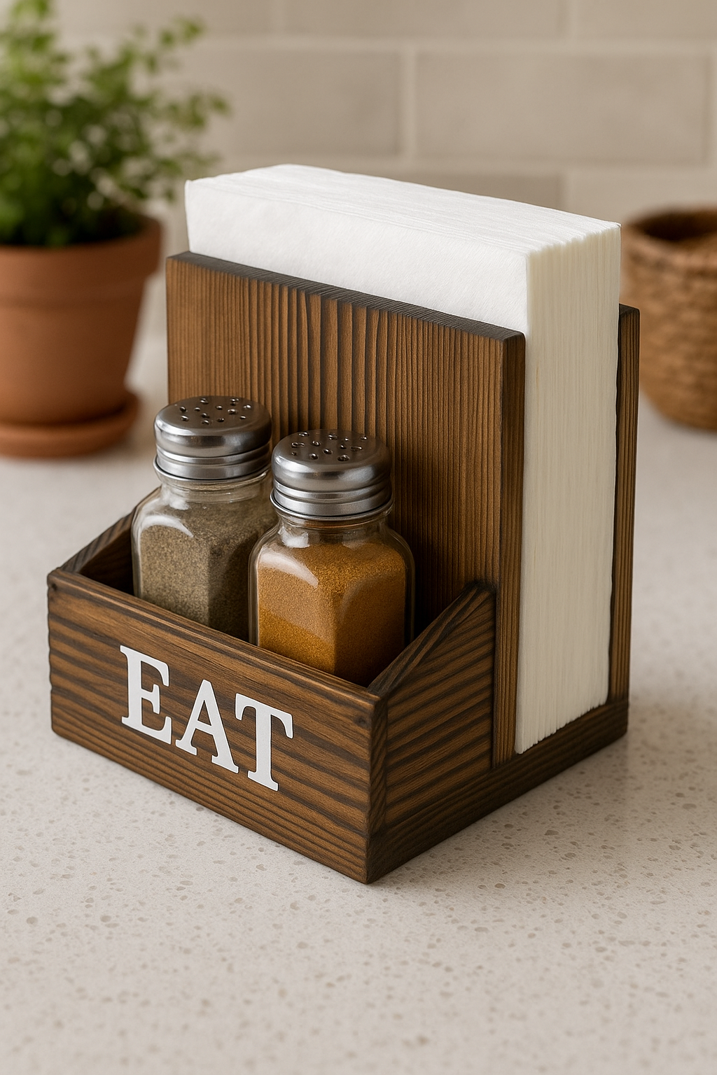 Rustic Wooden Napkin Holder for Dining Table & Kitchen – ShilpAkriti Decor