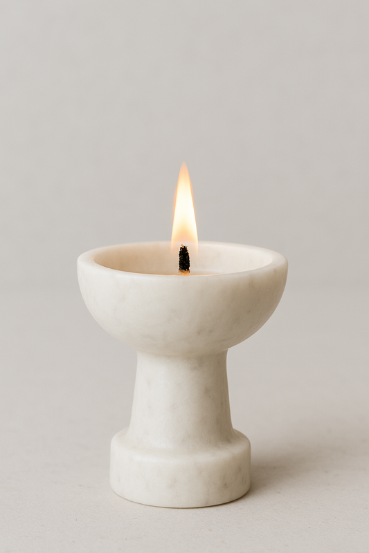 Handcrafted White Marble Diya Stand – Elegant 3-Inch Oil Lamp for Puja & Decor for Temple